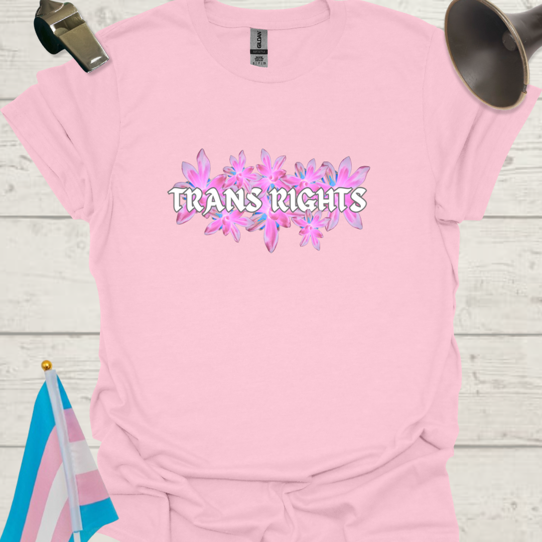 Unisex T-Shirt Pink Floral Trans Rights Transgender Flag