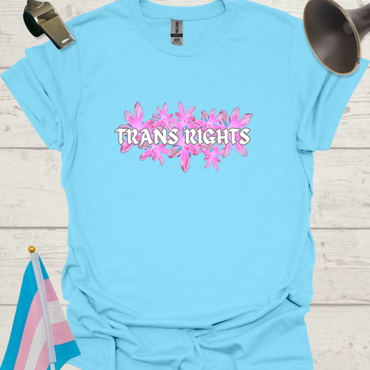 Unisex T-Shirt Pink Floral Trans Rights Transgender Flag