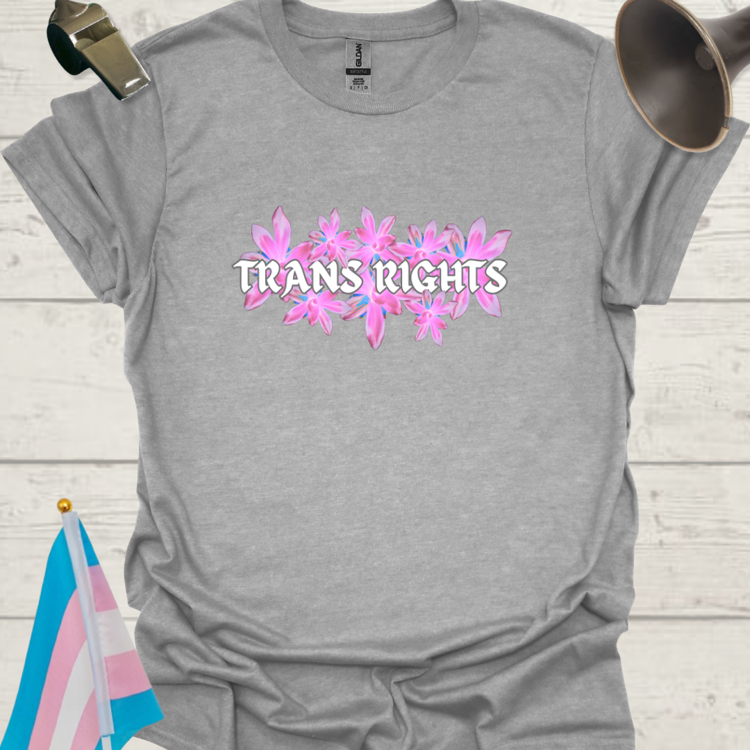 Unisex T-Shirt Pink Floral Trans Rights Transgender Flag