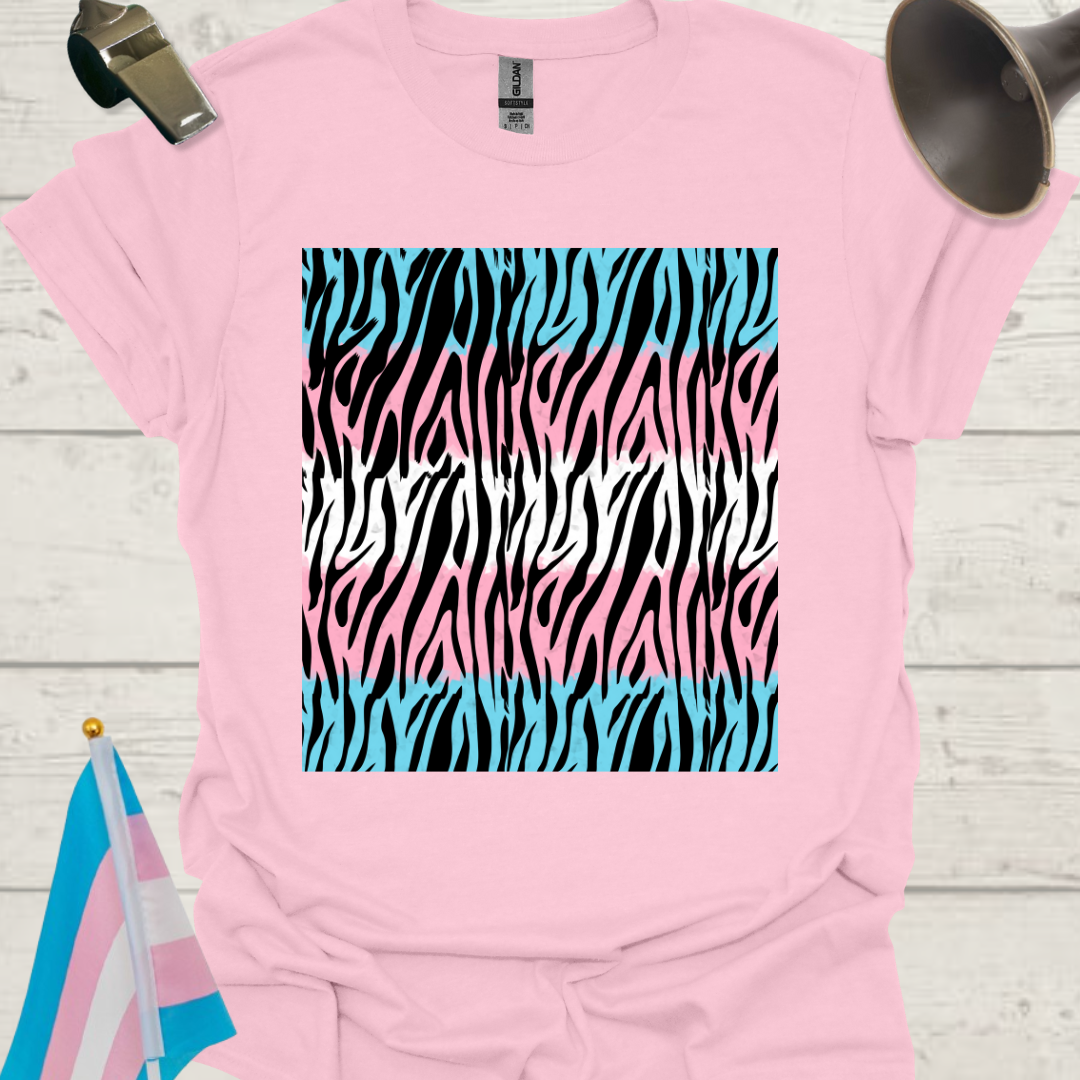 Transgender Pride T-Shirt, Cubism Black Tiger Stripes Pattern Unisex Softstyle