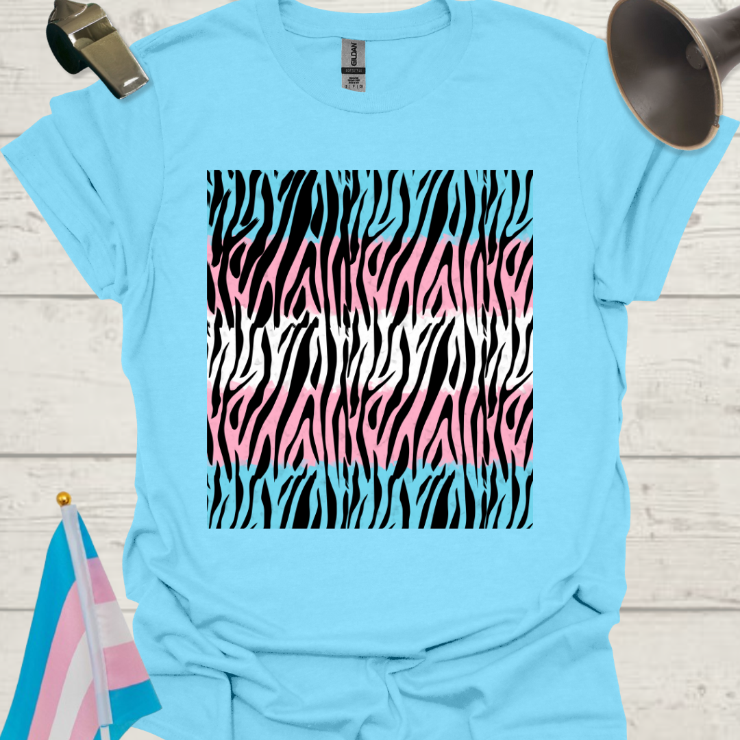 Transgender Pride T-Shirt, Cubism Black Tiger Stripes Pattern Unisex Softstyle
