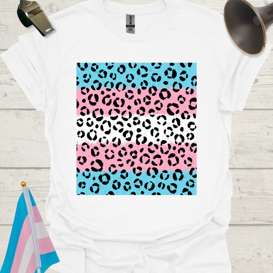 Transgender Pride T-Shirt, Cubism Black Leopard Pattern Unisex Softstyle