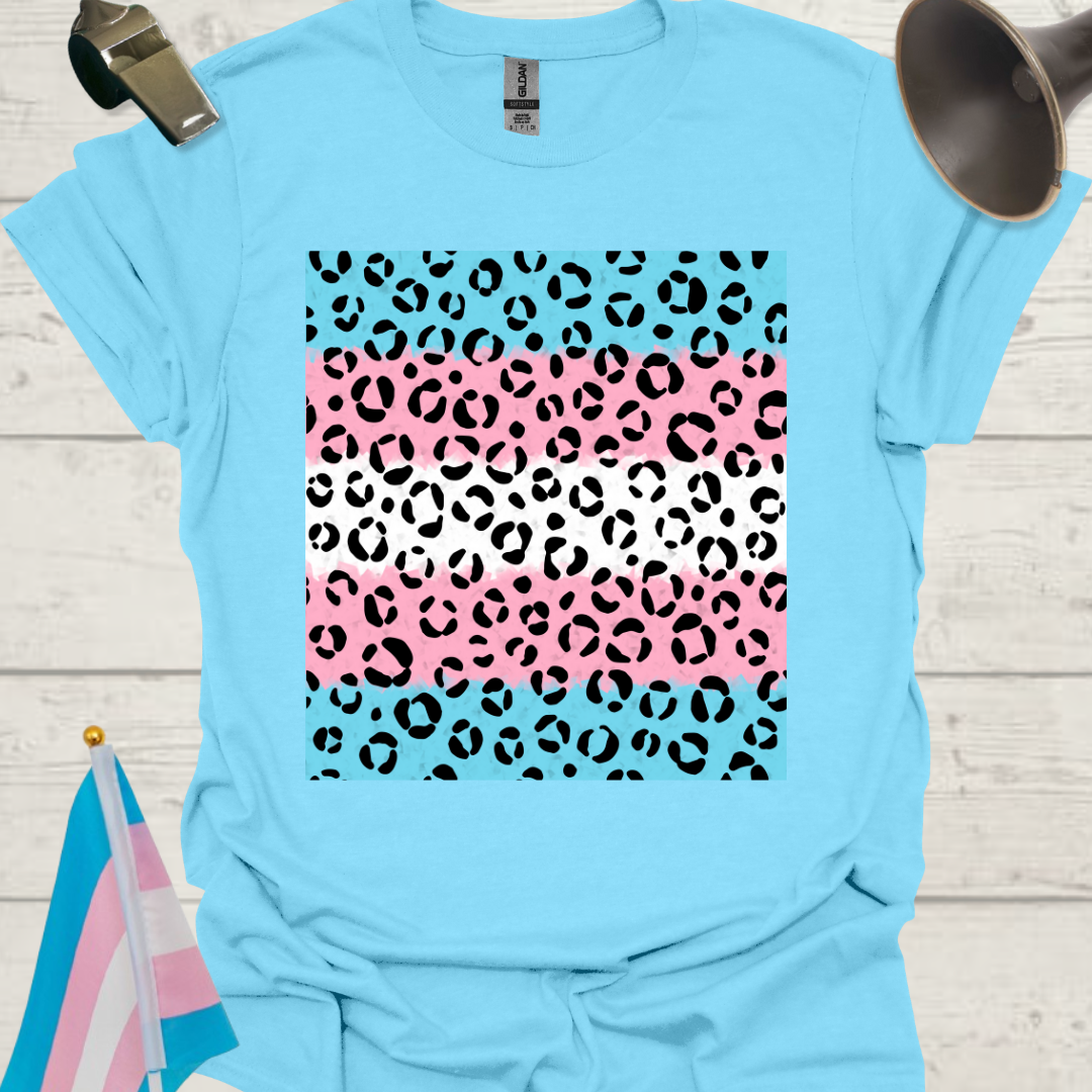 Transgender Pride T-Shirt, Cubism Black Leopard Pattern Unisex Softstyle