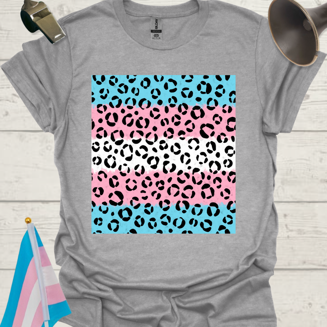 Transgender Pride T-Shirt, Cubism Black Leopard Pattern Unisex Softstyle