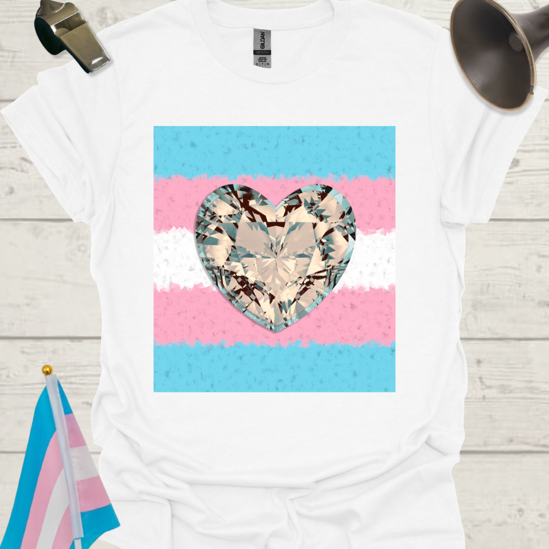 Transgender Pride T-Shirt, Cubism Gem Heart Unisex Softstyle