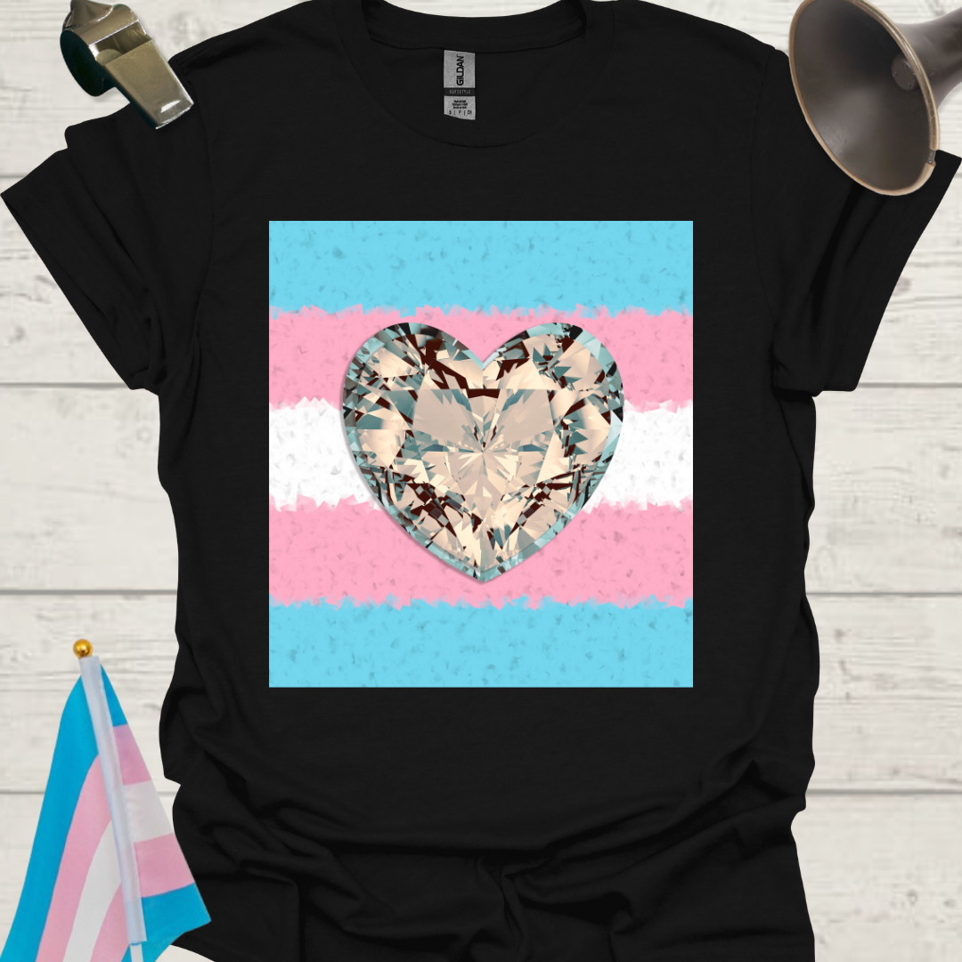 Transgender Pride T-Shirt, Cubism Gem Heart Unisex Softstyle