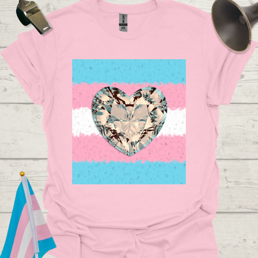 Transgender Pride T-Shirt, Cubism Gem Heart Unisex Softstyle
