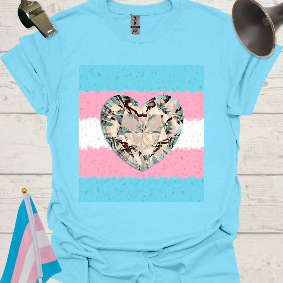 Transgender Pride T-Shirt, Cubism Gem Heart Unisex Softstyle
