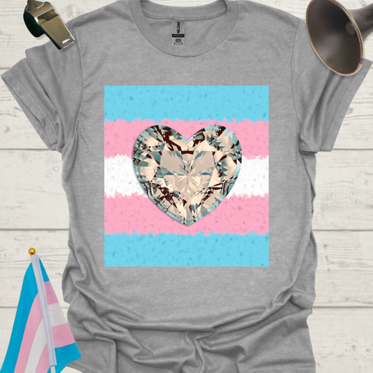 Transgender Pride T-Shirt, Cubism Gem Heart Unisex Softstyle