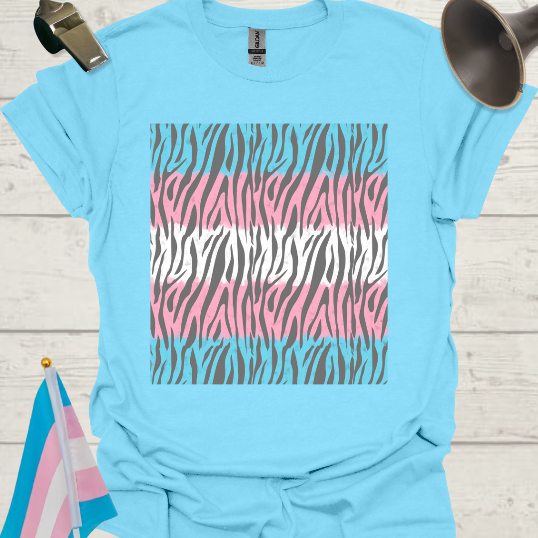 Transgender Pride T-Shirt, Cubism Grey Tiger Stripes Pattern Unisex Softstyle