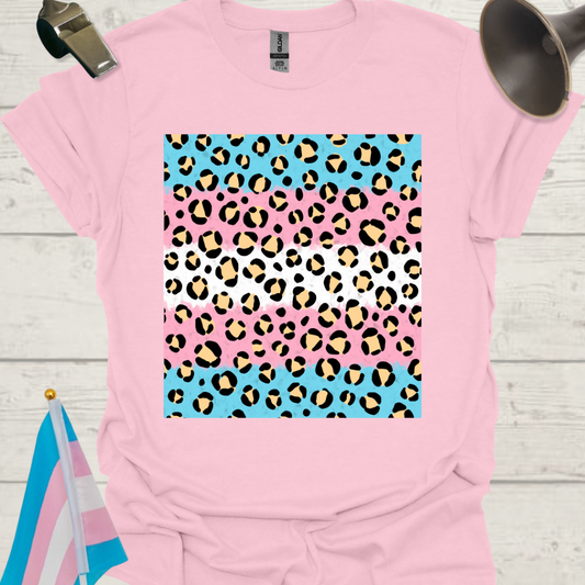 Transgender Pride T-Shirt, Cubism Beige Black Leopard Pattern Unisex Softstyle