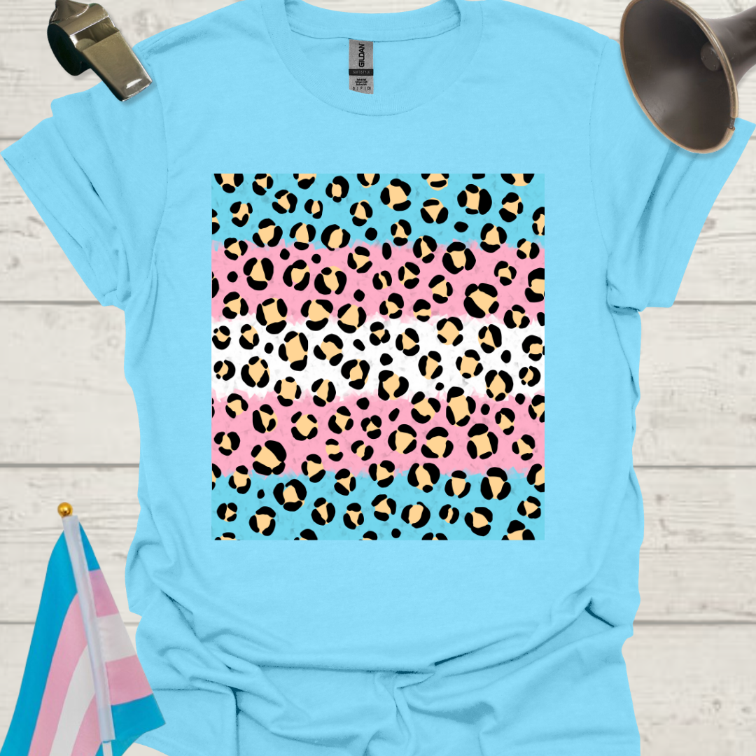 Transgender Pride T-Shirt, Cubism Beige Black Leopard Pattern Unisex Softstyle