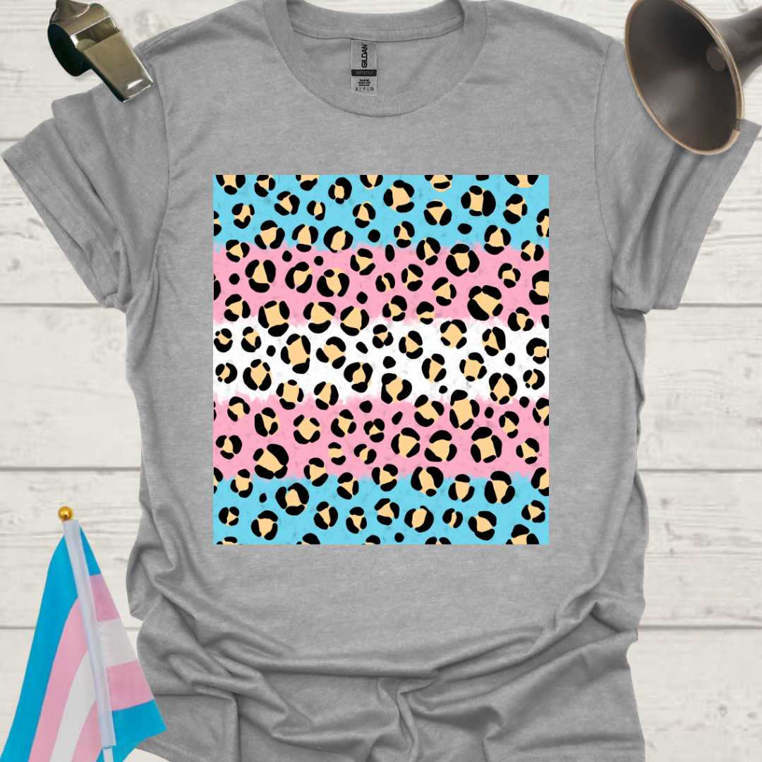 Transgender Pride T-Shirt, Cubism Beige Black Leopard Pattern Unisex Softstyle