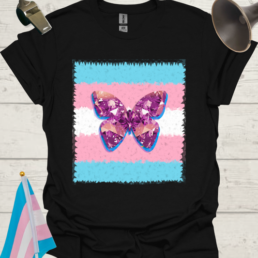 Transgender Pride T-Shirt, Cubism Gem Butterfly Unisex Softstyle