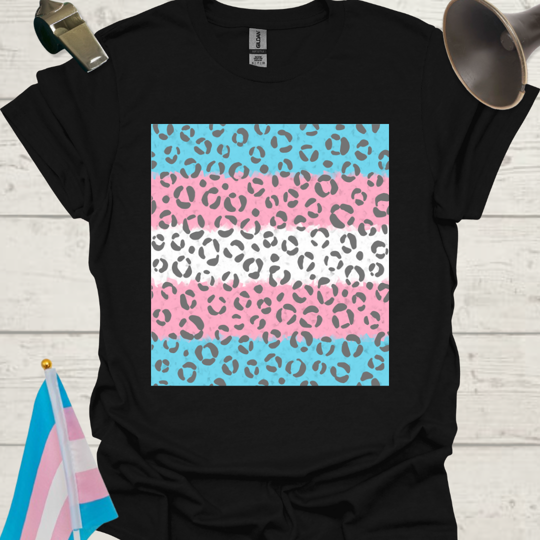 Transgender Pride T-Shirt, Cubism Grey Leopard Pattern Unisex Softstyle