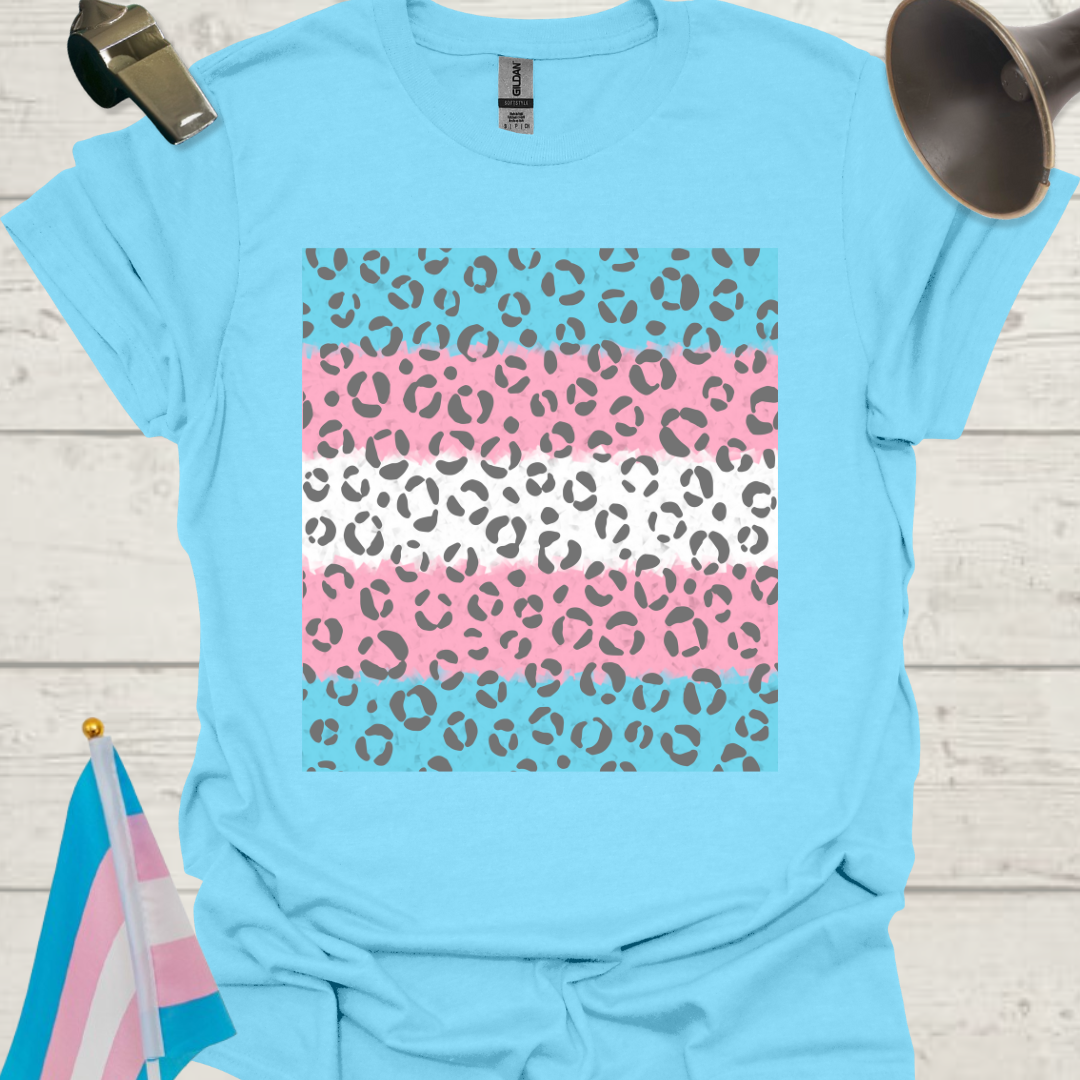 Transgender Pride T-Shirt, Cubism Grey Leopard Pattern Unisex Softstyle