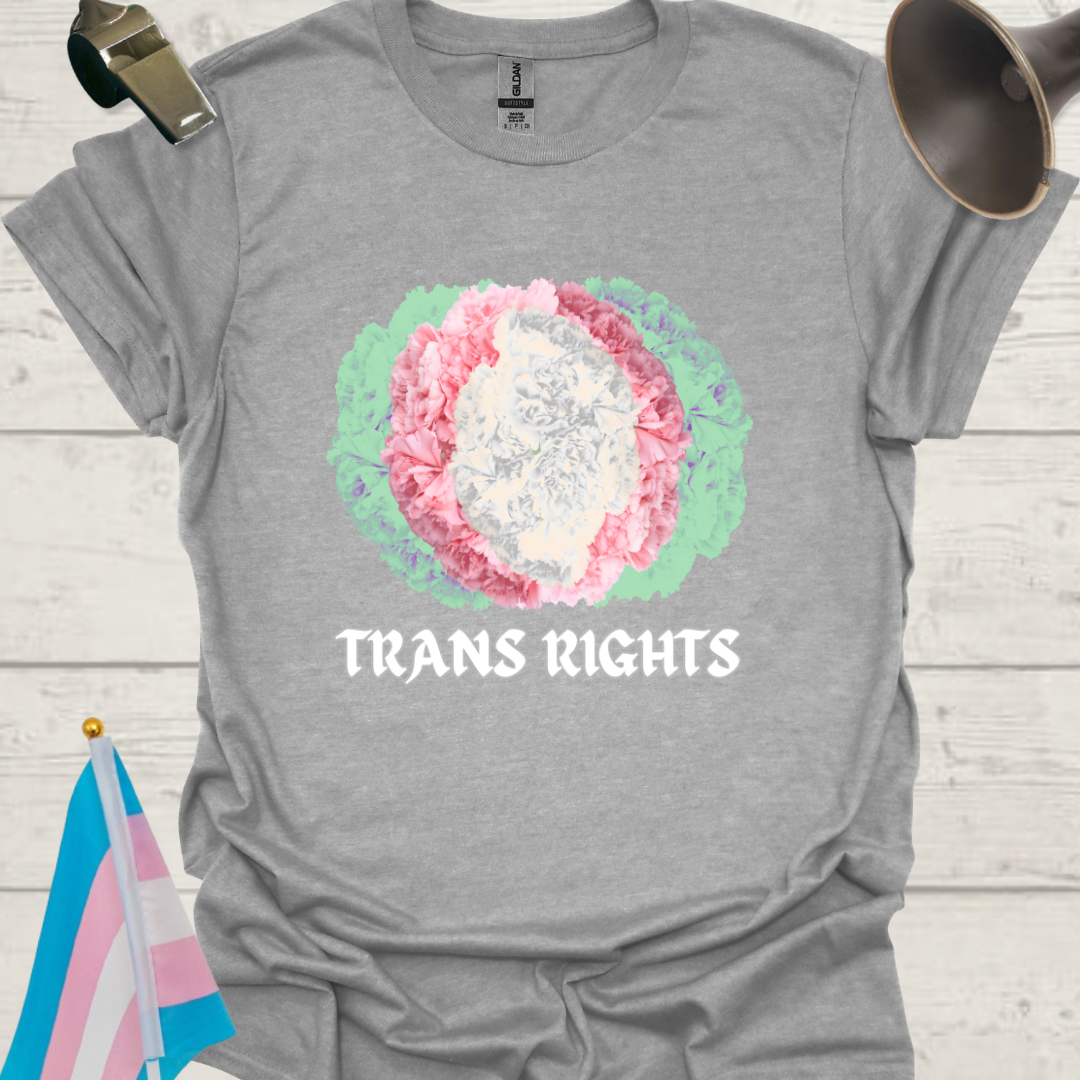 Unisex Flowers T-Shirt White Trans Rights