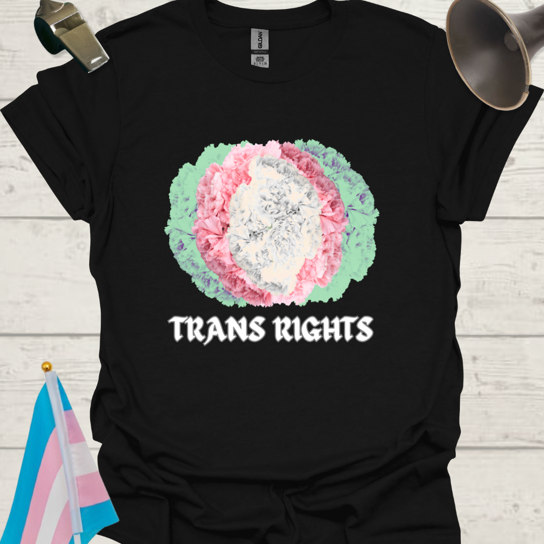 Unisex Flowers T-Shirt White Trans Rights