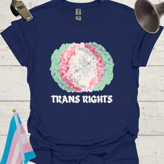 Unisex Flowers T-Shirt White Trans Rights
