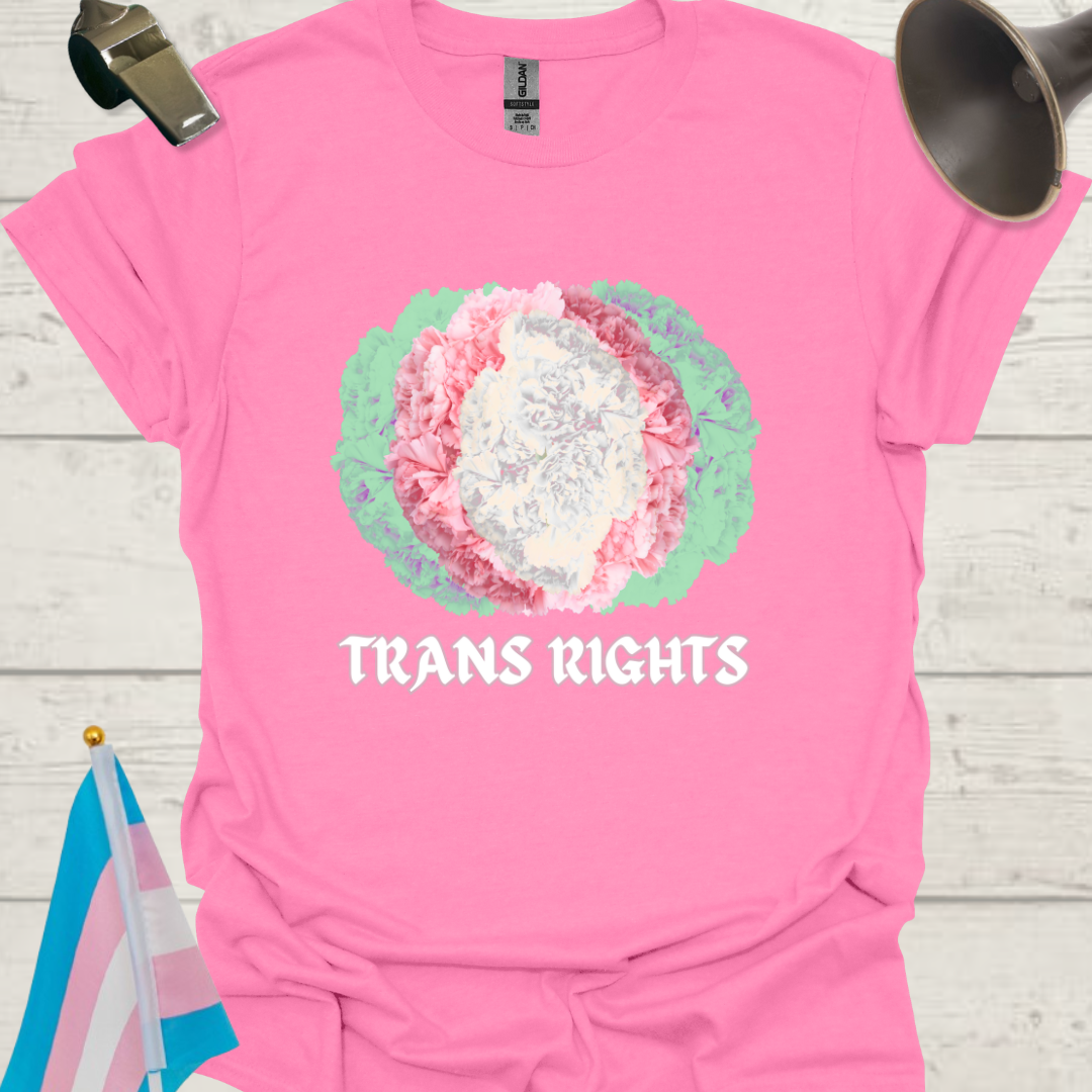 Unisex Flowers T-Shirt White Trans Rights