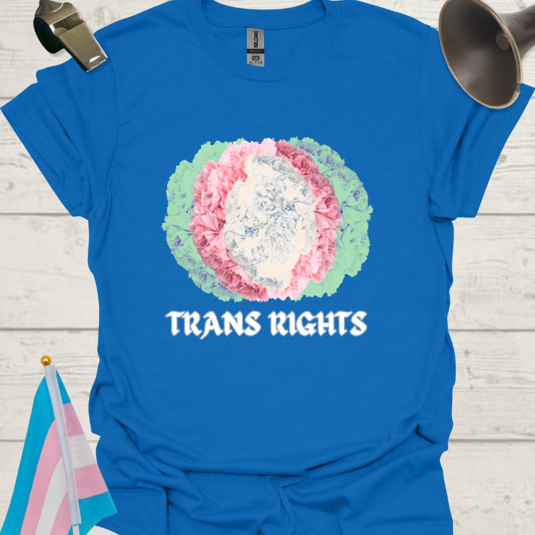 Unisex Flowers T-Shirt White Trans Rights
