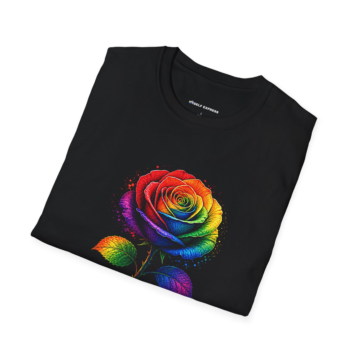 Pride Rose T-Shirt — Rainbow Flag Love, Respect & Equality