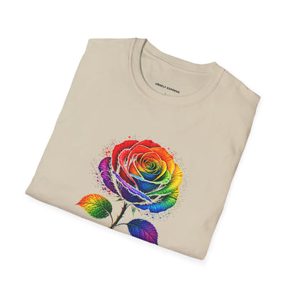 Pride Rose T-Shirt — Rainbow Flag Love, Respect & Equality