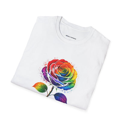 Pride Rose T-Shirt — Rainbow Flag Love, Respect & Equality