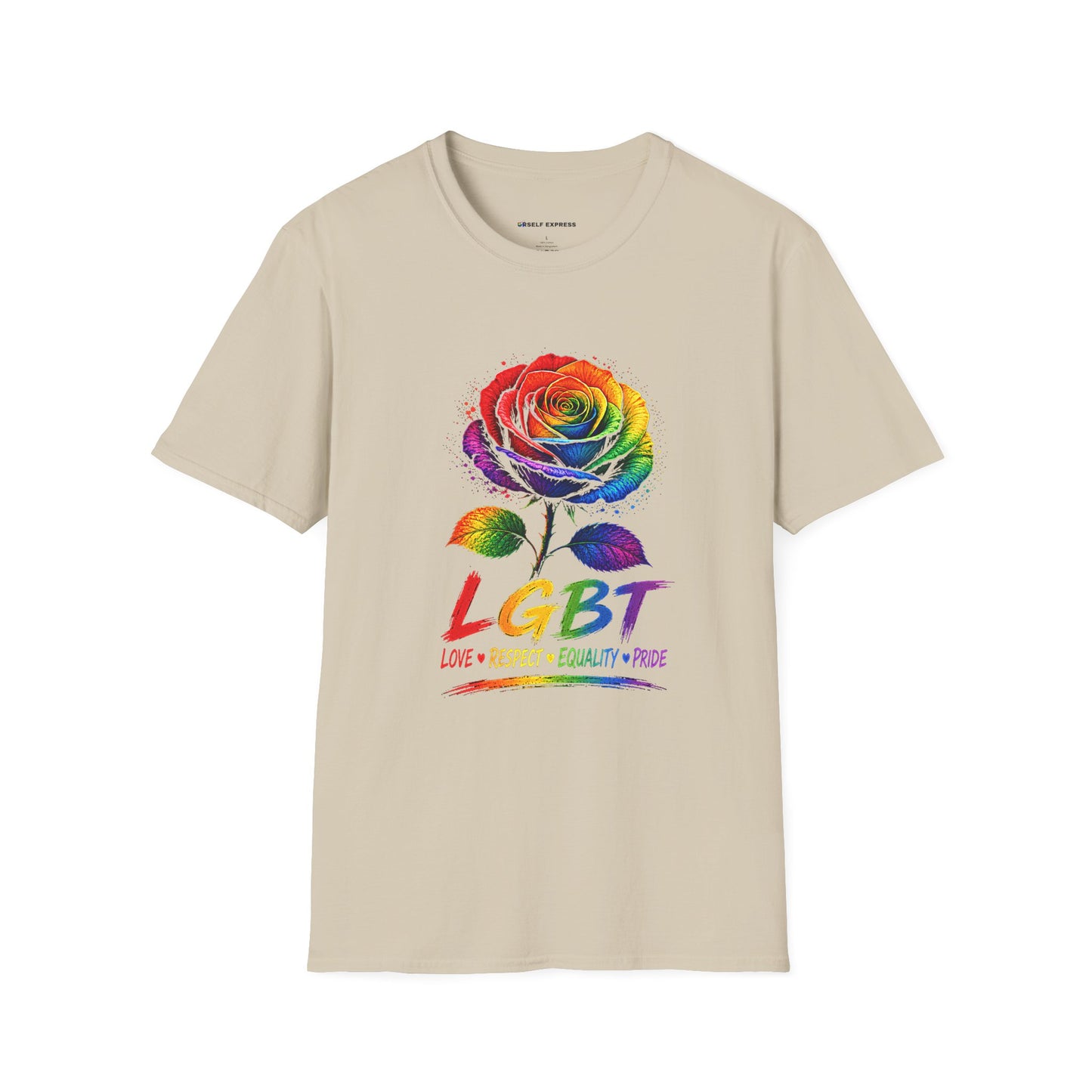 Pride Rose T-Shirt — Rainbow Flag Love, Respect & Equality