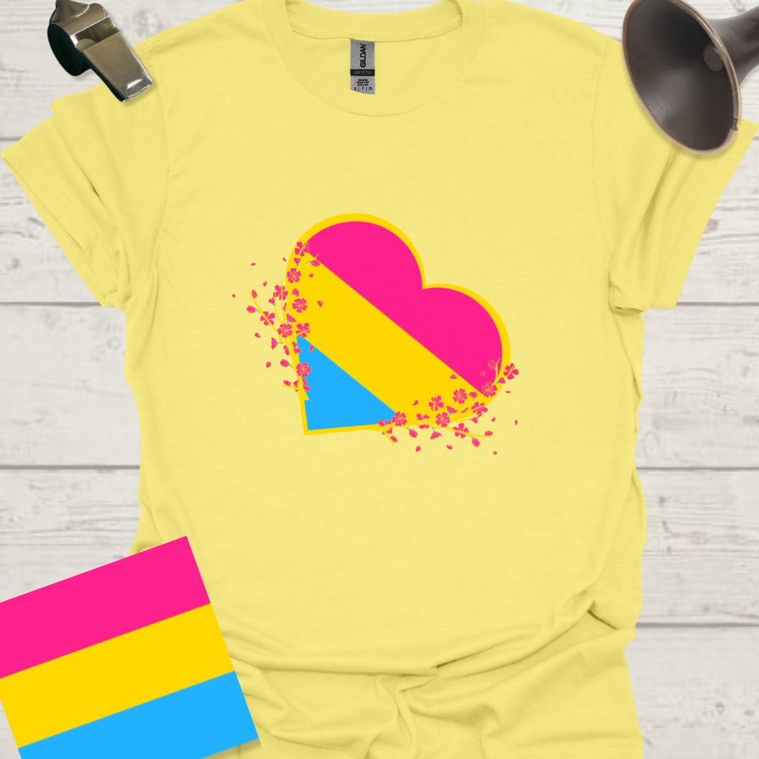 Pansexual Heart and Flowers T-Shirt