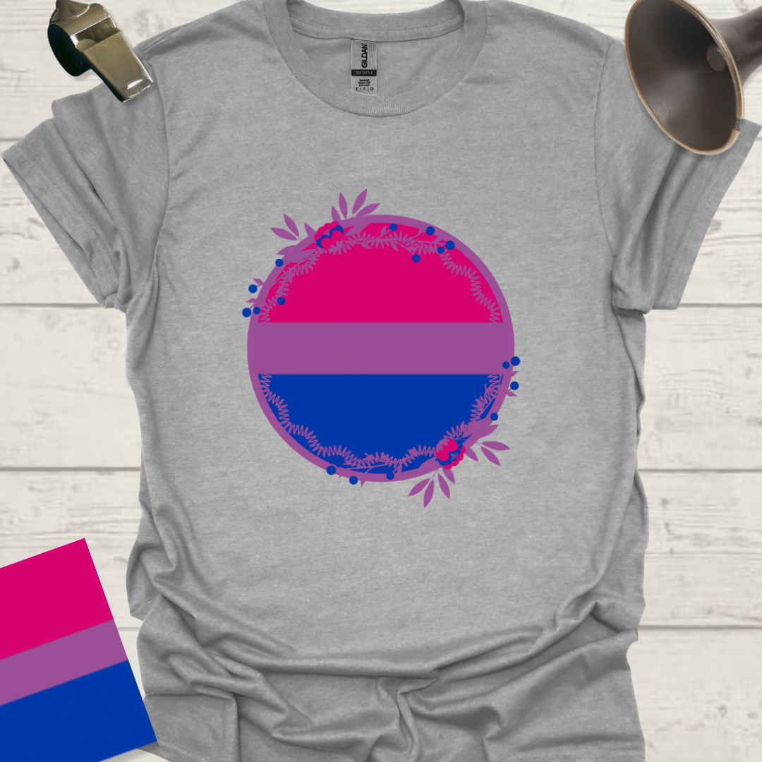 Bisexual Flag Sphere Flowers T-Shirt