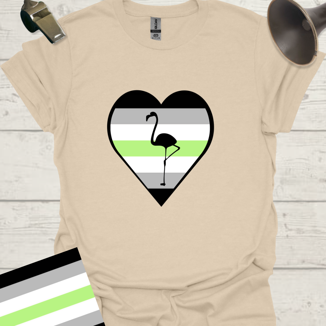 Heart Flamingo Agender Pride T-Shirt