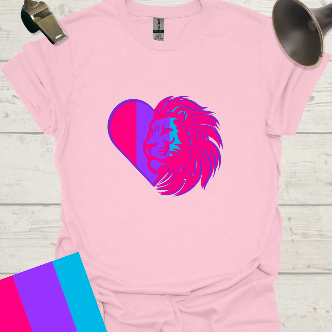 Unisex Pride Flag T-Shirt - Androgyne Lion in a Heart