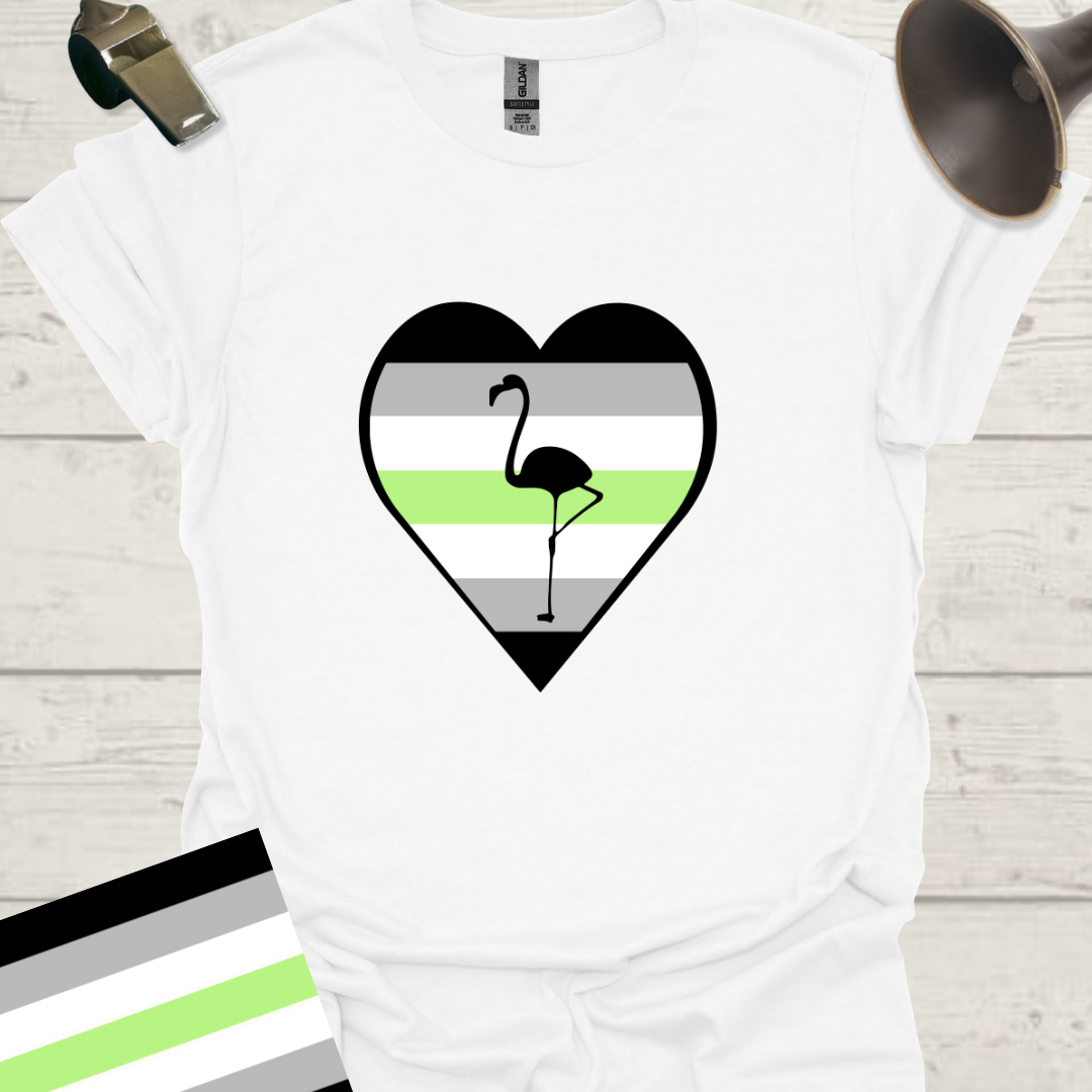 Heart Flamingo Agender Pride T-Shirt