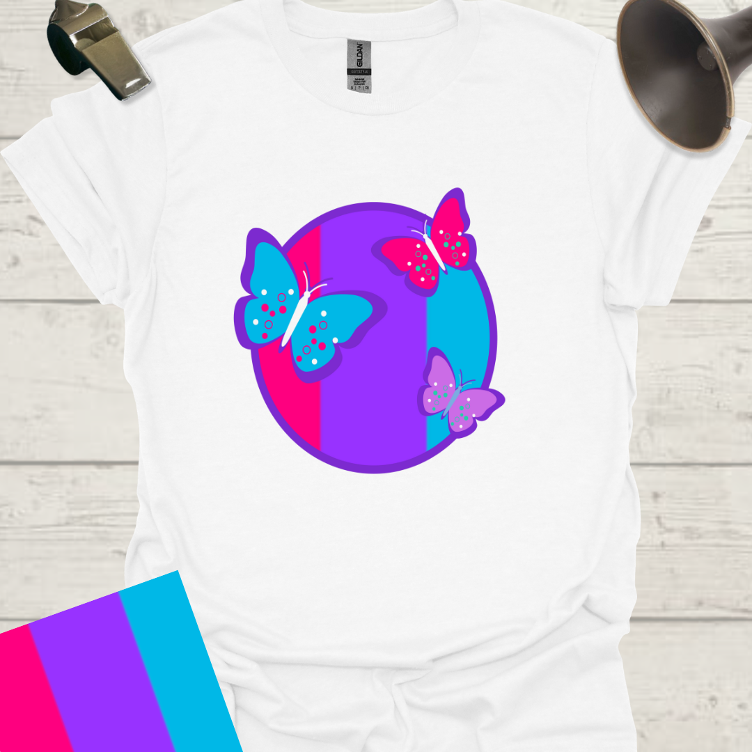 Unisex Pride Flag T-Shirt - Androgyne Butterflies in a Sphere