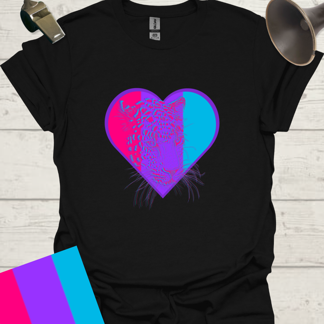 Unisex Pride Flag T-Shirt - Androgyne Leopard in a Heart