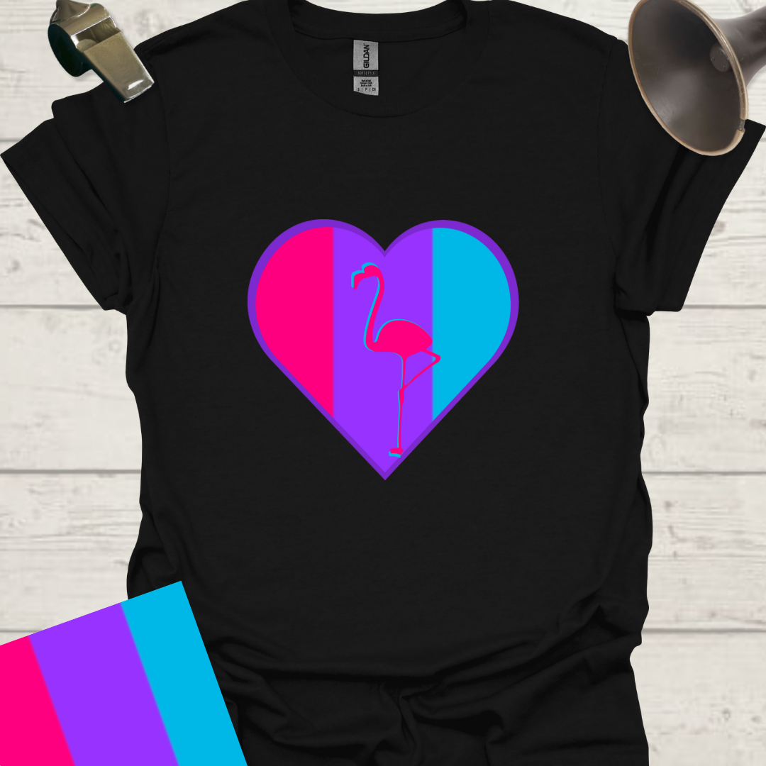 Unisex Pride Flag T-Shirt - Androgyne Flamingo in a Heart
