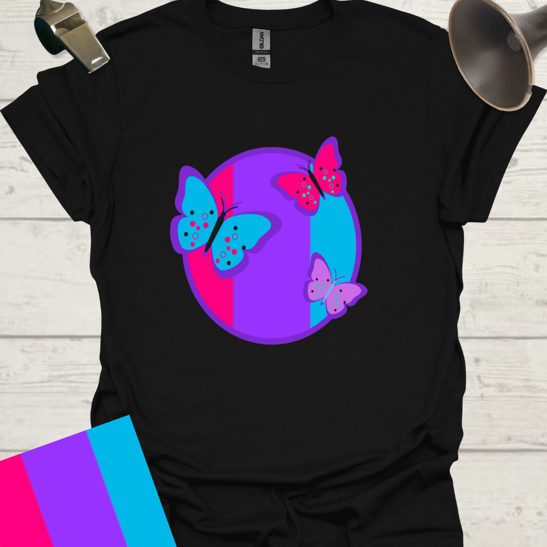 Unisex Pride Flag T-Shirt - Androgyne Butterflies in a Sphere