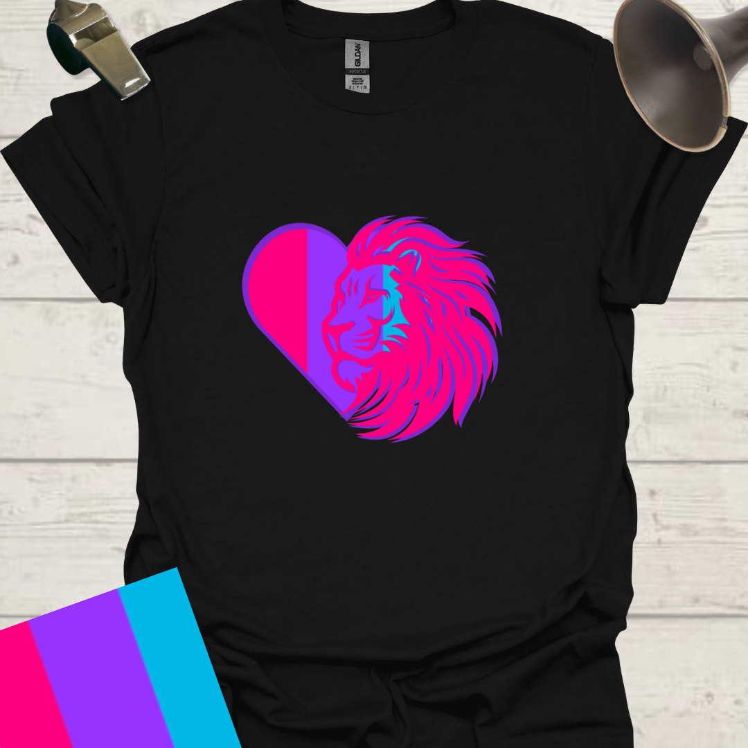 Unisex Pride Flag T-Shirt - Androgyne Lion in a Heart