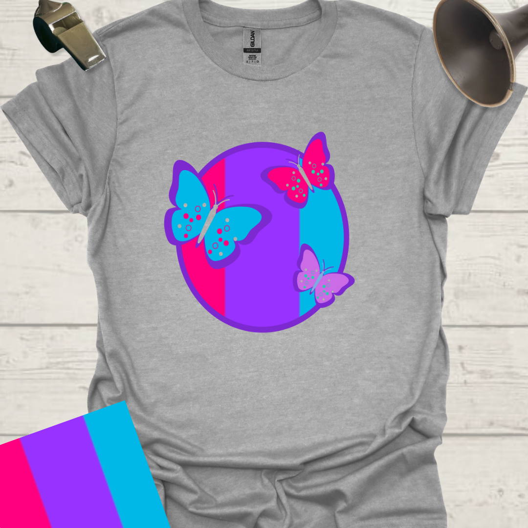 Unisex Pride Flag T-Shirt - Androgyne Butterflies in a Sphere