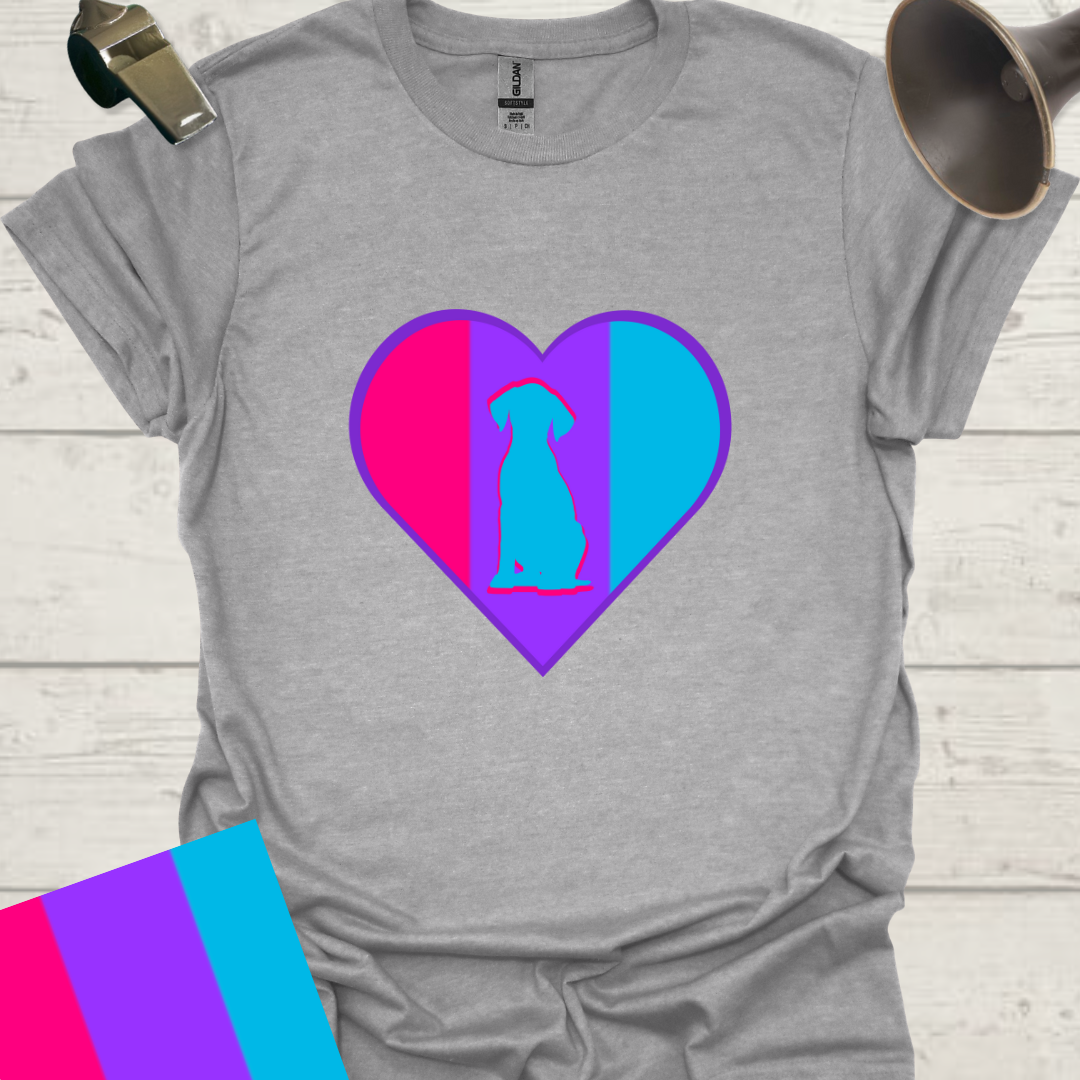 Unisex Pride Flag T-Shirt - Androgyne Dog in a Heart