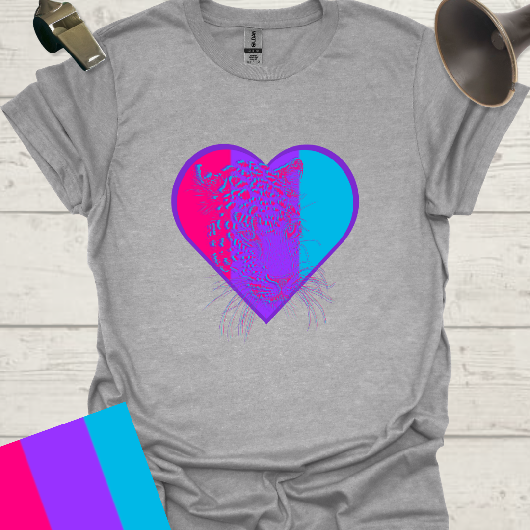 Unisex Pride Flag T-Shirt - Androgyne Leopard in a Heart