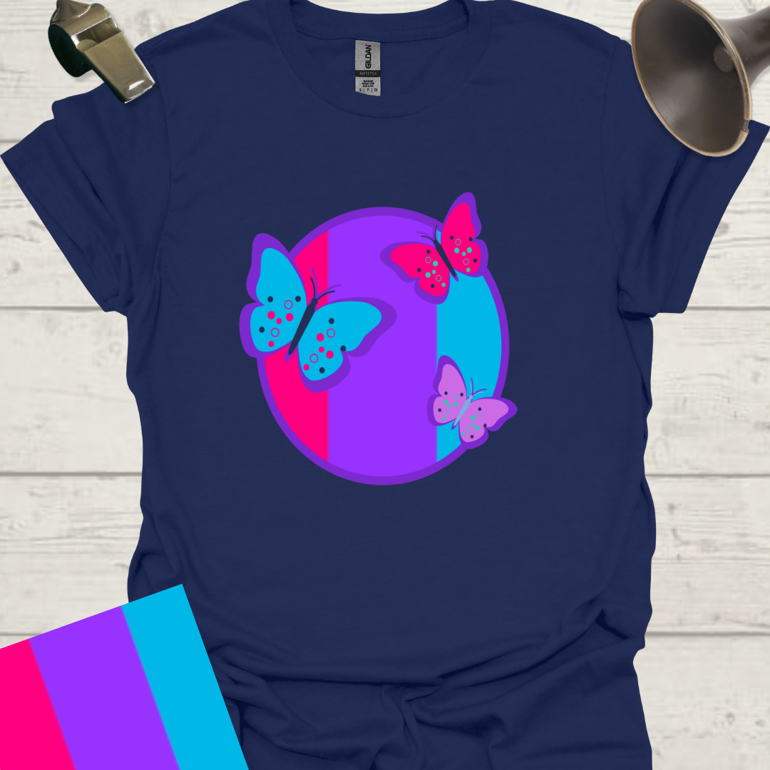 Unisex Pride Flag T-Shirt - Androgyne Butterflies in a Sphere