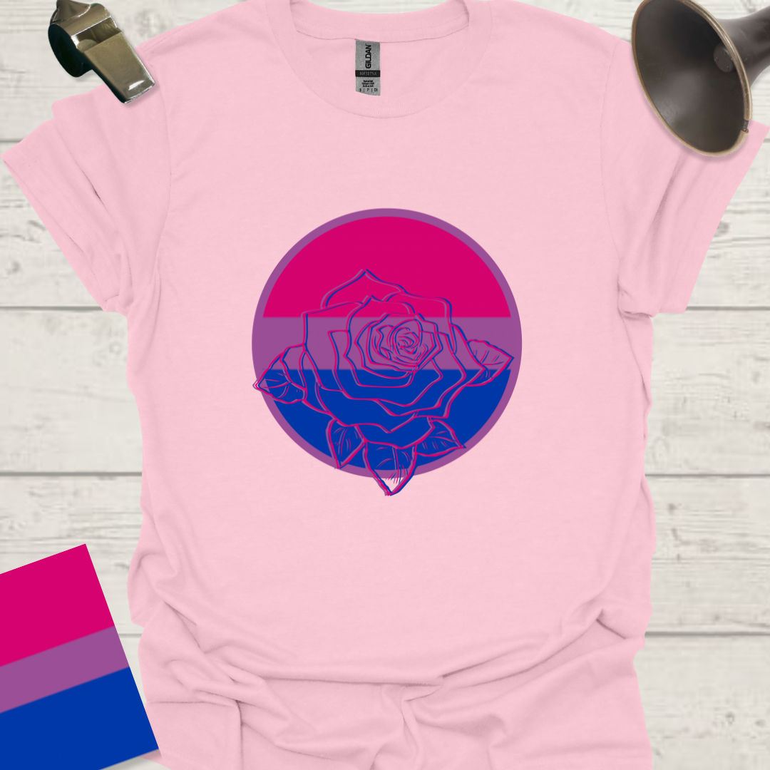 Bisexual Flag Sphere Rose T-Shirt