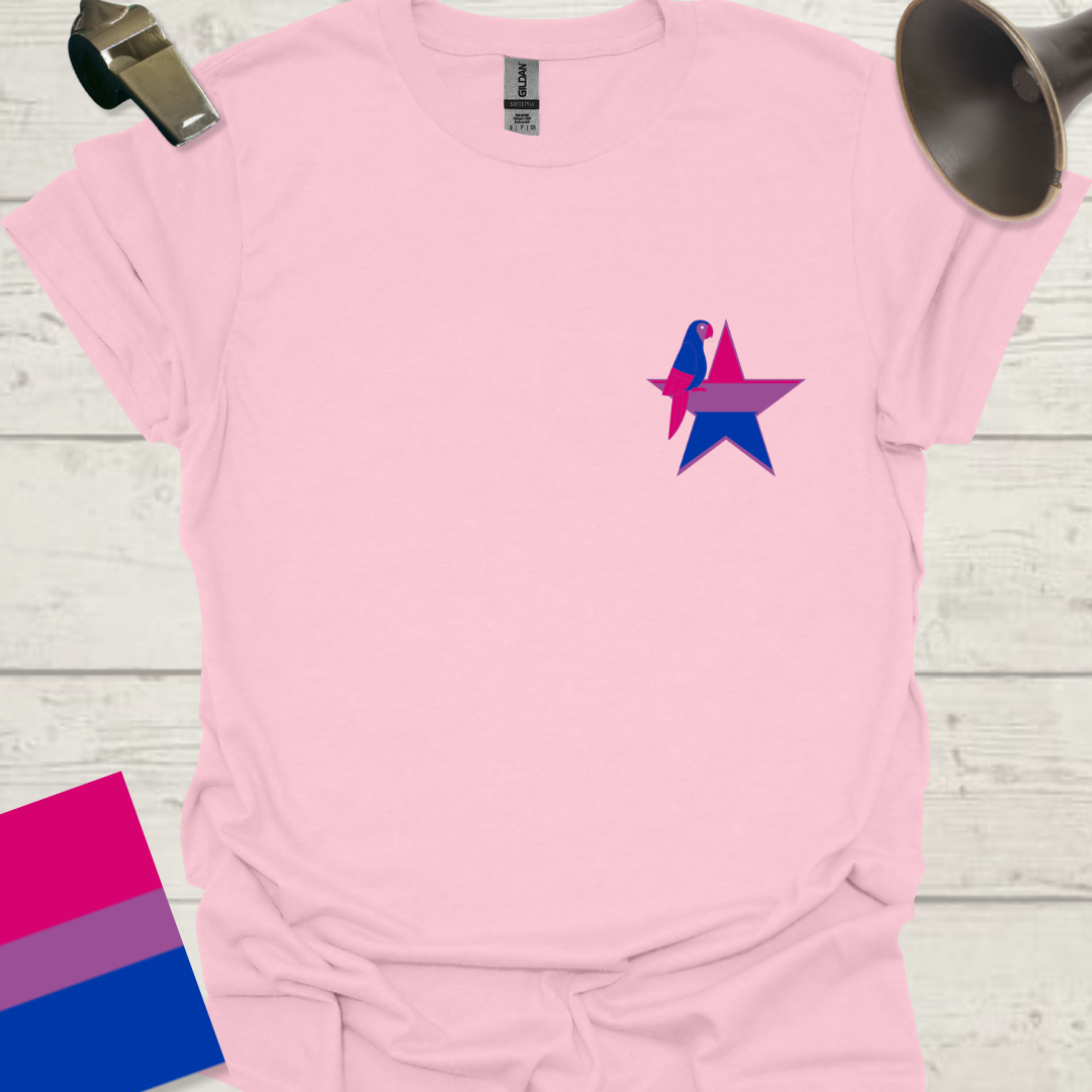 Bisexual Flag Colors Star Parrot T-Shirt