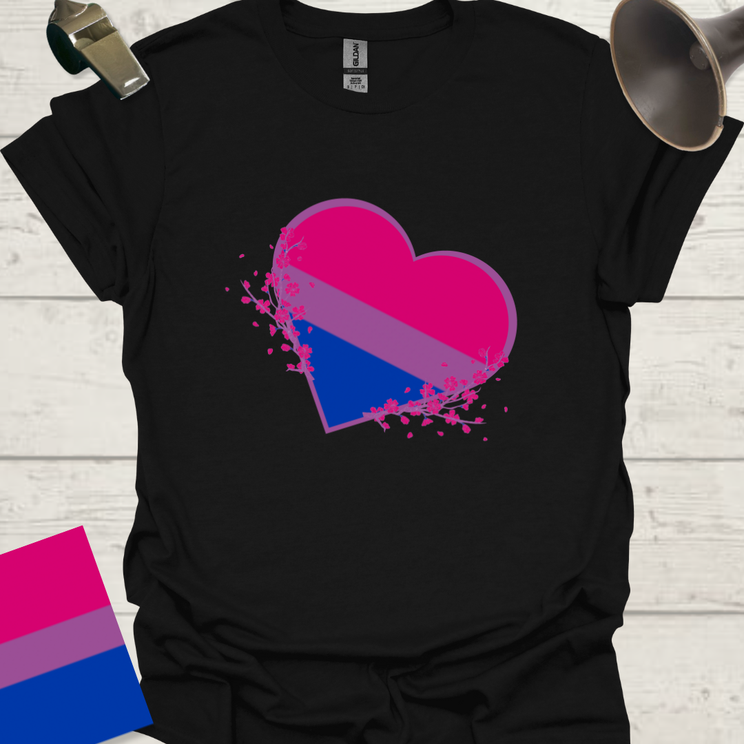 Bisexual Flag Heart Flowers T-Shirt
