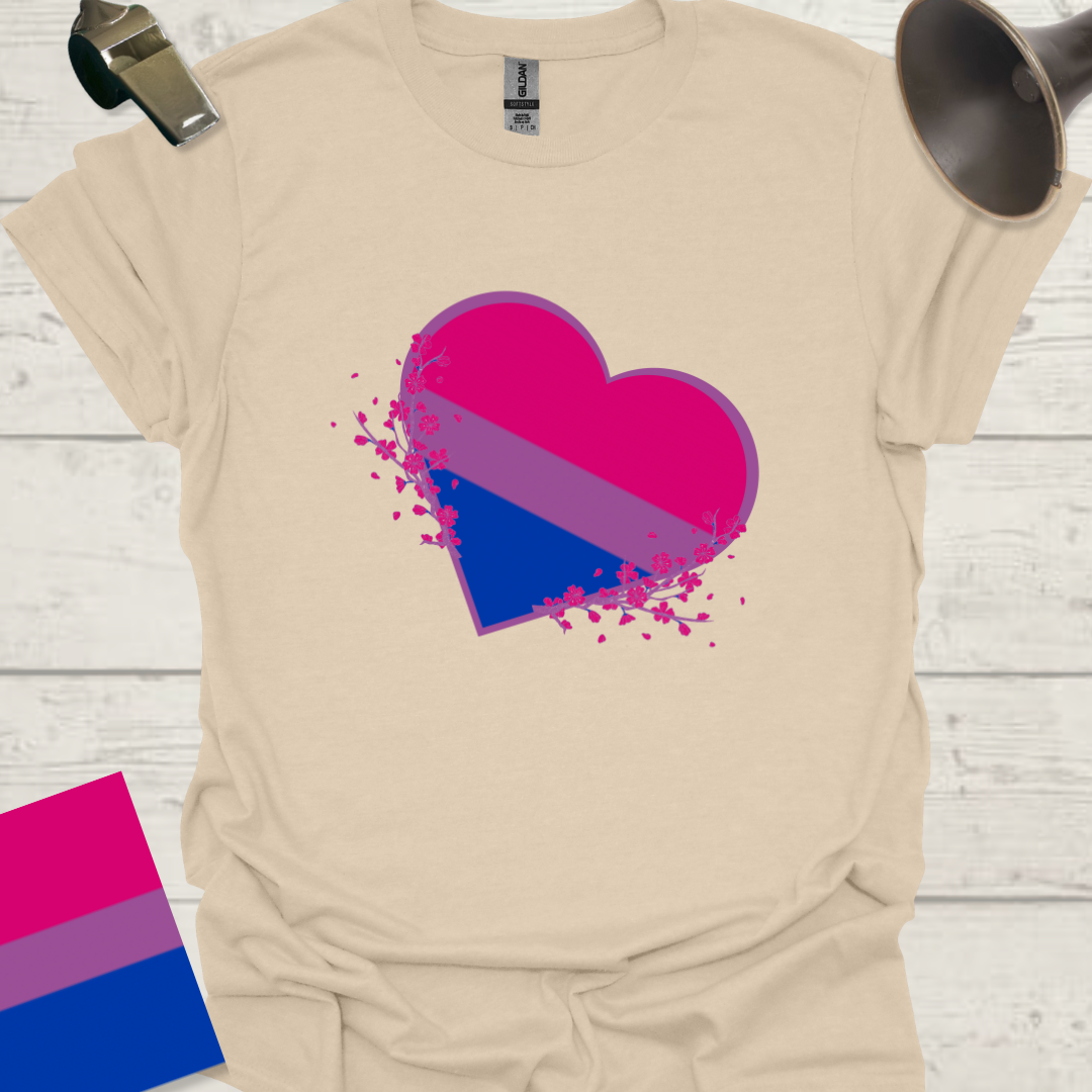 Bisexual Flag Heart Flowers T-Shirt