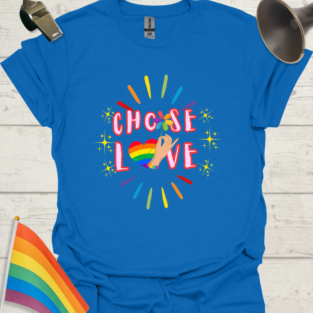 LGBT Choose Love T-Shirt, Rainbow Heart