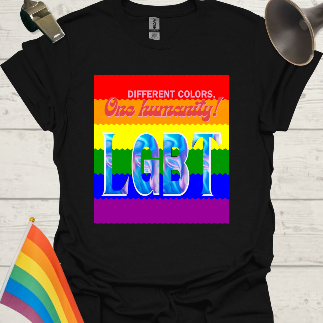 LGBT Pride Flag Ripples - Different colors, one Humanity! T-Shirt