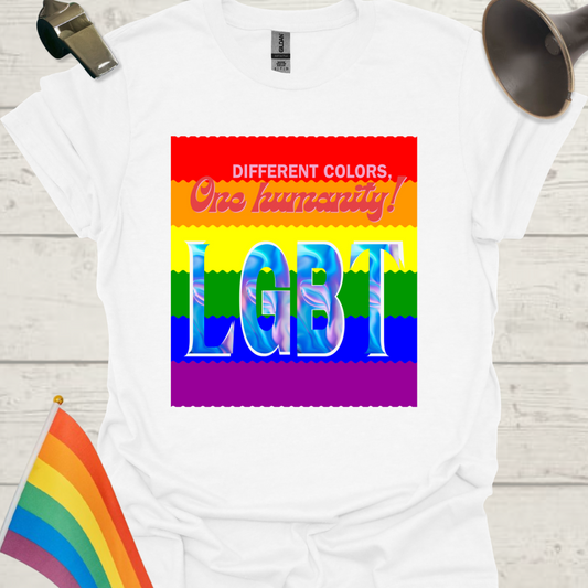 LGBT Pride Flag Ripples - Different colors, one Humanity! T-Shirt